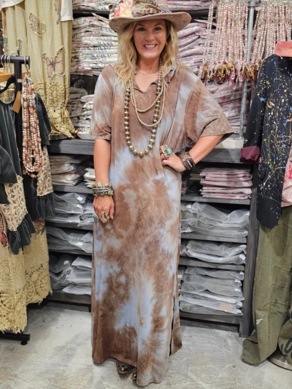🎉 A RARE BIRD “ DUSTY ROAD “ A RARE BIRD HAND MADE TIE DYE T SHIRT DRESS